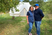 four in a bed glamping