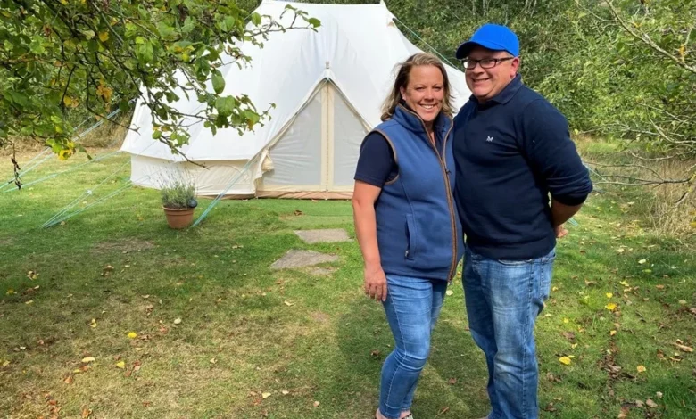 four in a bed glamping